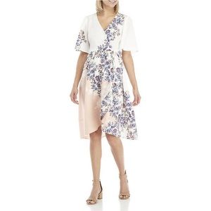 KAARI Blue Curvy Wrap Floral Print Dress Size 1X